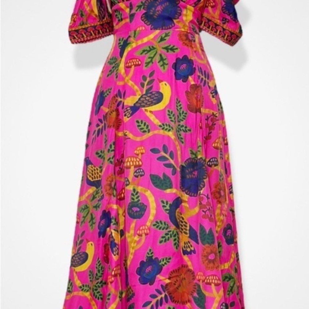 FARM Rio sweet forest Pink and Blue Floral Midi Dress